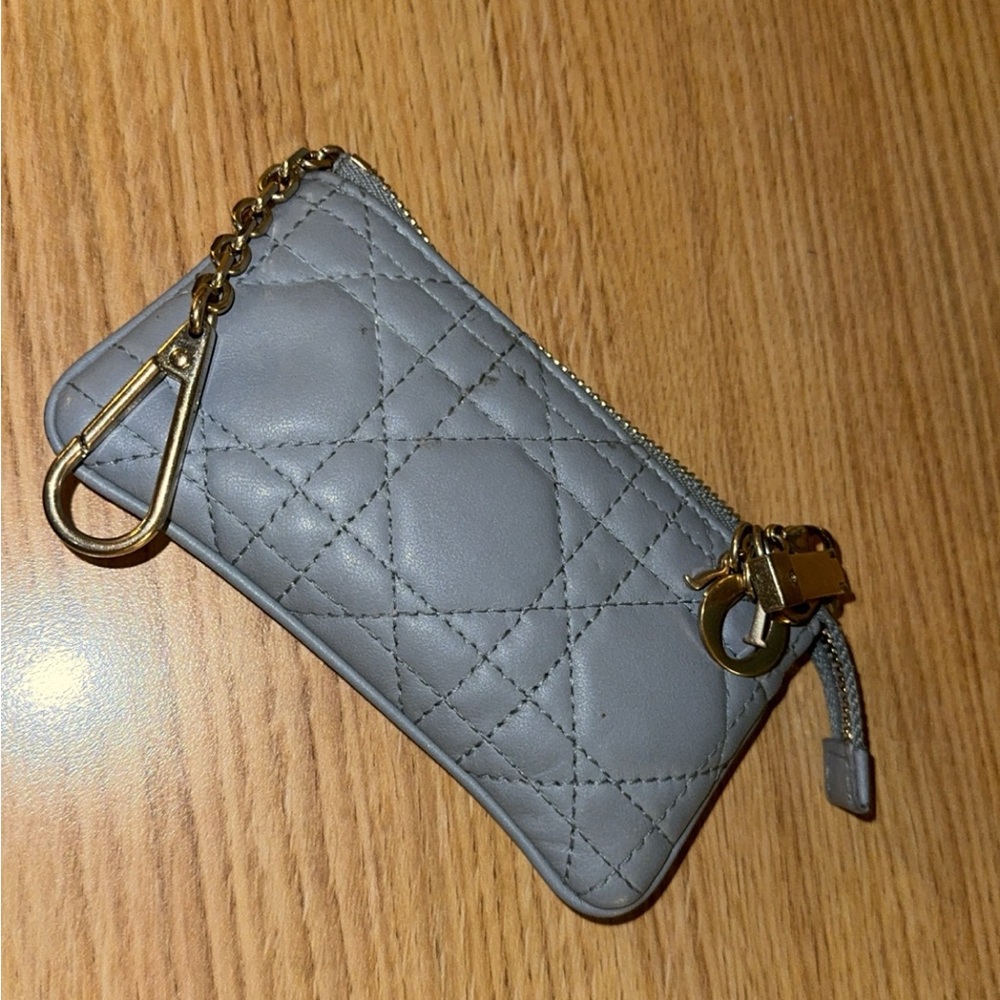 Dior key wallet blue cloud lambskin